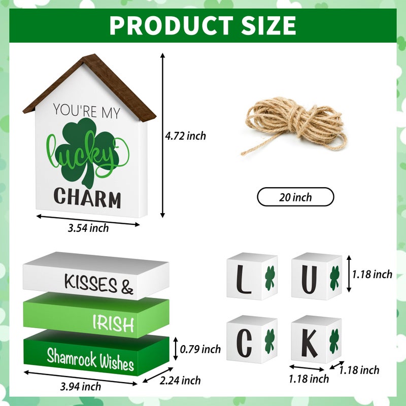 Tovwei St. Patrick's Day Decorations Shamrock Faux Books, 8 Pcs St. Patricks Day Tiered Tray Decor Book Stack Lucky Wooden Signs, Farmhouse Rustic Wooden Decor for Home Kitchen Table - Image 5