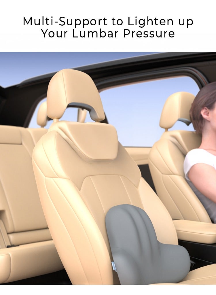 وي وي لابز وسادة قطنية سريعة الجفاف من VYVYLabs Drive Ease Series 3D منحنى مقعد السيارة مسند الظهر وسادة - رمادي - Image 2