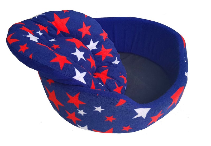 Fluffy's Luxurious Soft Royal Blue Star Print Dog/Cat Bed Both Side(Export Quality)- Large - Image 2
