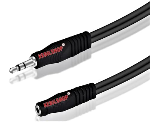 KEBILSHOP 3.5mm Male to Female Stereo Aux Extension Cable Compatible with Headphone, MobilePhone, Car Stereo, Home Theatre & More,Black,1pc Pack. (1.5 Meter) - Image 1