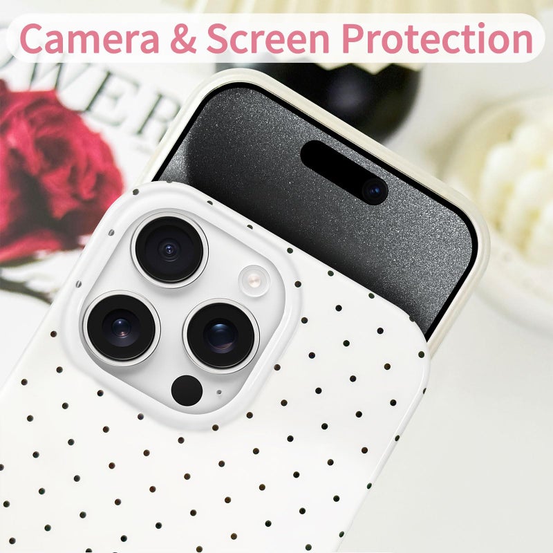 Hython for iPhone 15 Pro Case Cute Polka Dot Aesthetic Design Simple Cover 6.1", Thin Slim Anti-Scratch Soft TPU Bumper Shockproof Rubber Protective Phone Cases for Women Girls Girly Boys, White - Image 3