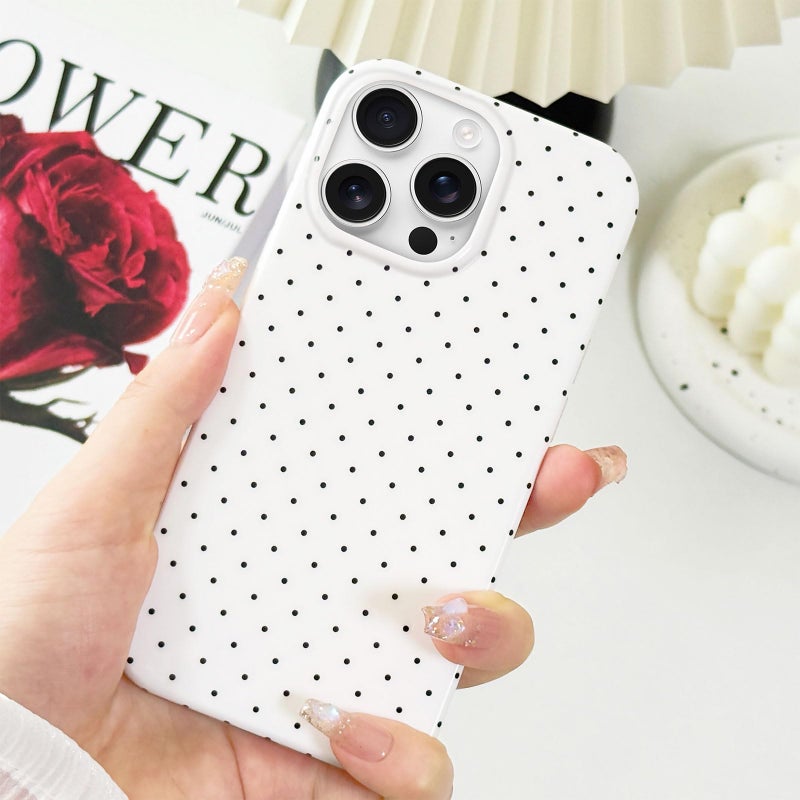 Hython for iPhone 15 Pro Case Cute Polka Dot Aesthetic Design Simple Cover 6.1", Thin Slim Anti-Scratch Soft TPU Bumper Shockproof Rubber Protective Phone Cases for Women Girls Girly Boys, White - Image 2