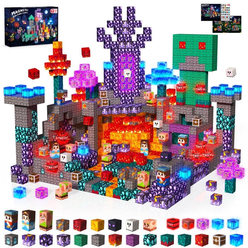 Magnetopia 150PCS Magnetic Blocks with Light up Blocks Magnetic Building Blocks for Kids Ages 4 5 6 7 8 9 10 Magnetic Light up Building Blocks STEM Sensory Learning Toys Birthday Gift for Kids Ages 3 - Image 3