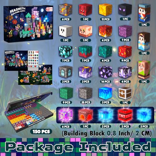 Magnetopia 150PCS Magnetic Blocks with Light up Blocks Magnetic Building Blocks for Kids Ages 4 5 6 7 8 9 10 Magnetic Light up Building Blocks STEM Sensory Learning Toys Birthday Gift for Kids Ages 3 - Image 5