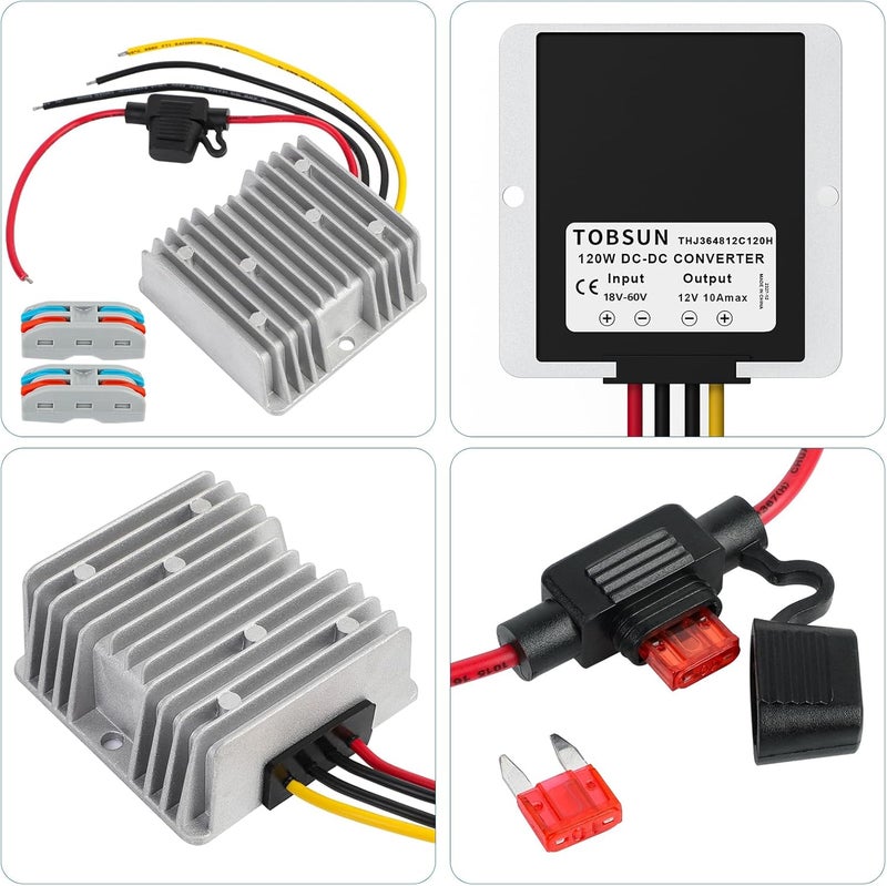 HOMELYLIFE 10A 120W Golf CART 24V 36V 48V to 12V Converter DC to DC Voltage Reducer Step Down Transformer Waterproof - Image 2