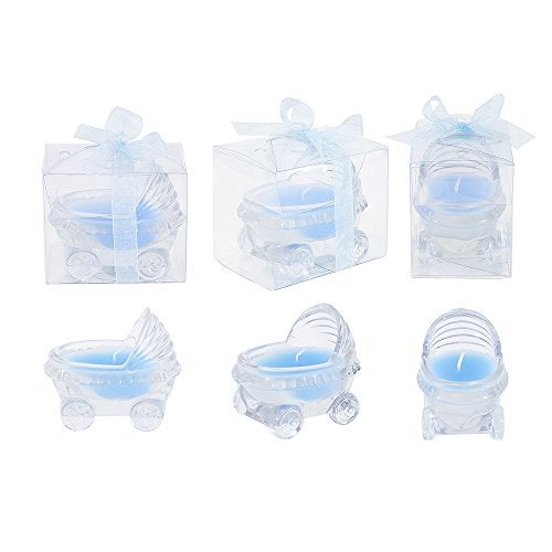 Lunaura 12 pcs Scented Baby Powder Blue Glass Baby Carriage Container Candles, Palm Wax Candle, Baby Shower Gifts, Decorative Accent, Home Décor, Memory Keepsake, Party Favors, Centerpieces - Image 2