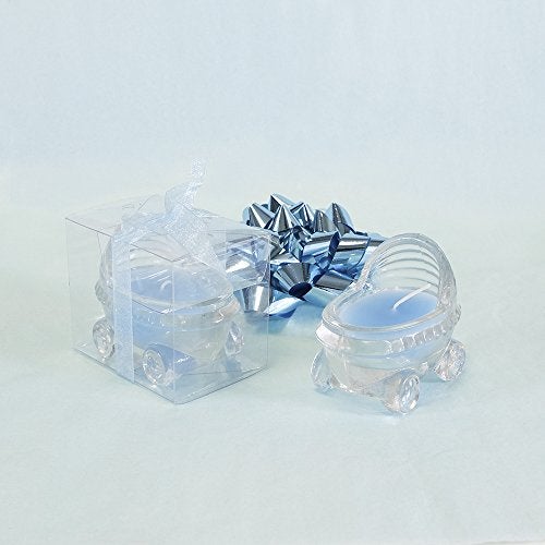 Lunaura 12 pcs Scented Baby Powder Blue Glass Baby Carriage Container Candles, Palm Wax Candle, Baby Shower Gifts, Decorative Accent, Home Décor, Memory Keepsake, Party Favors, Centerpieces - Image 1