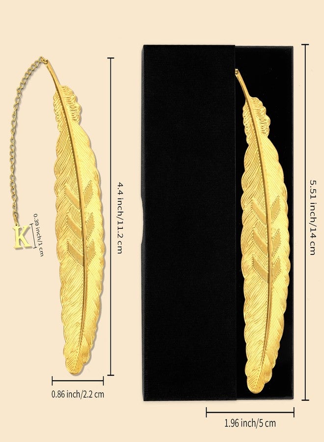 Fenreen Metal Bookmark Feather Bookmarks for Women Men Book Lovers Book Marks for Reading Women Initial Bookmark Gold K Teacher Appreciation Gifts Mothers Day Birthday Gifts for Reader Teacher Daughter Son - Image 3