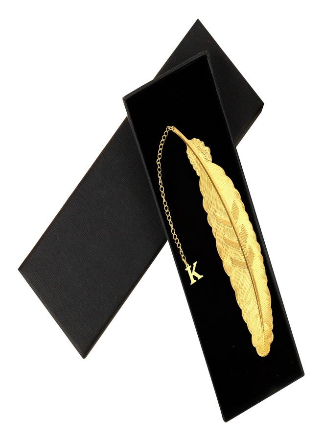 Fenreen Metal Bookmark Feather Bookmarks for Women Men Book Lovers Book Marks for Reading Women Initial Bookmark Gold K Teacher Appreciation Gifts Mothers Day Birthday Gifts for Reader Teacher Daughter Son - Image 1