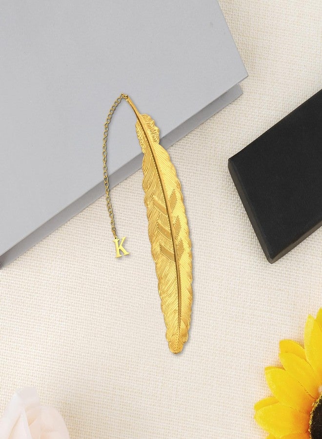 Fenreen Metal Bookmark Feather Bookmarks for Women Men Book Lovers Book Marks for Reading Women Initial Bookmark Gold K Teacher Appreciation Gifts Mothers Day Birthday Gifts for Reader Teacher Daughter Son - Image 5