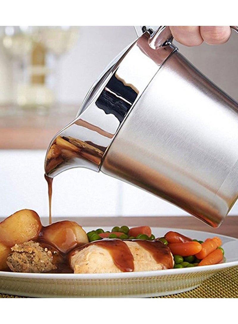 شو وو Gravy Pot, 450ml Boat Sauce Jug Stainless Steel Insulated Custard Serving for Gravy, Custard, Cream, - Image 4