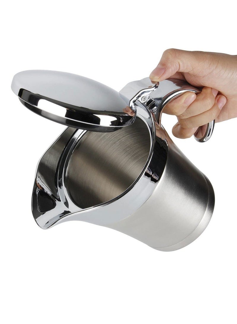 شو وو Gravy Pot, 450ml Boat Sauce Jug Stainless Steel Insulated Custard Serving for Gravy, Custard, Cream, - Image 1