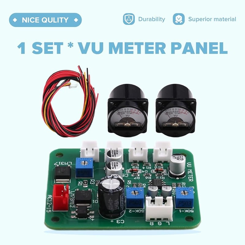 مضخم صوت ستيريو مع عداد لوحة VU التناظري وإضاءة خلفية دافئة مؤشر مستوى - Image 3