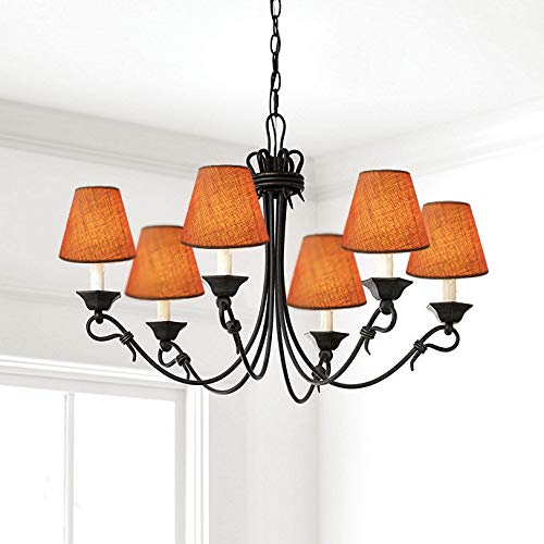 Eurus Home Small Lamp Shade Set of 6 Chandelier Shades 3" X 6" X 5" Burlap Lampshade Clip On Bulb Farmhouse Chandelier Shade  - Image 5
