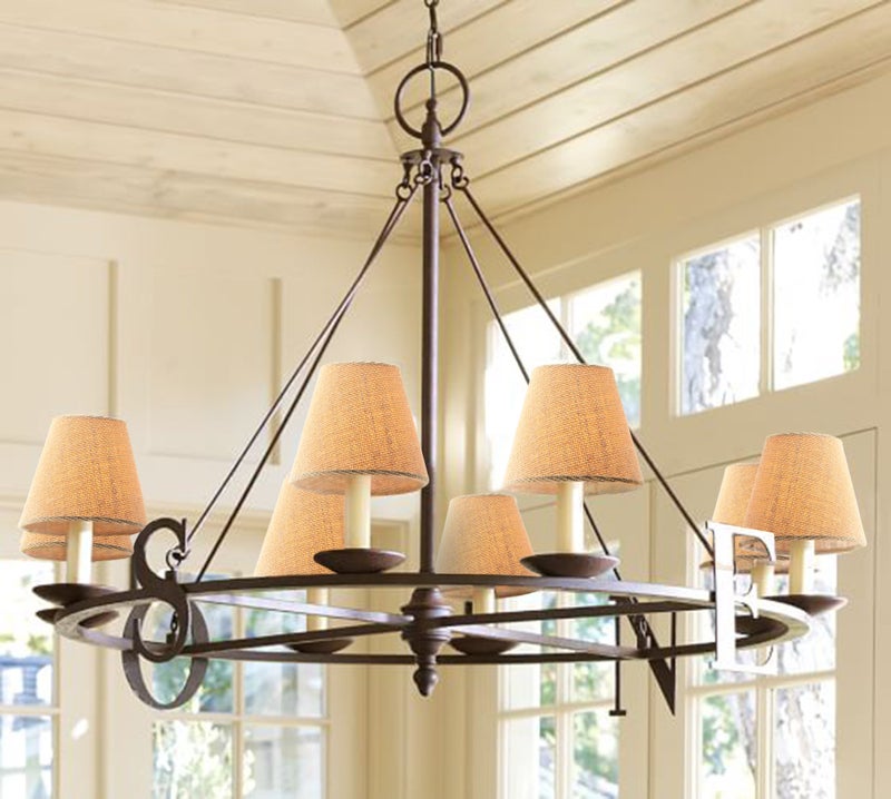 Eurus Home Small Lamp Shade Set of 6 Chandelier Shades 3" X 6" X 5" Burlap Lampshade Clip On Bulb Farmhouse Chandelier Shade  - Image 2