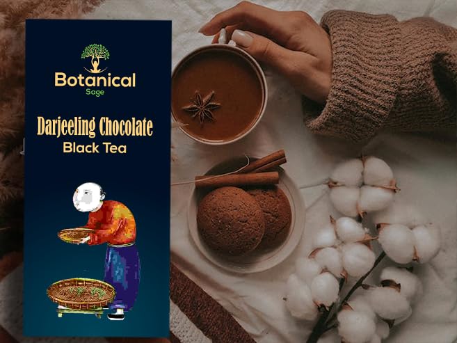 Botanical Sage- Darjeeling chocolate Black Tea 30 Pyramid Teabags | Darjeeling Black Tea With cocoa | Selelcted | Luxury Tea - Image 4
