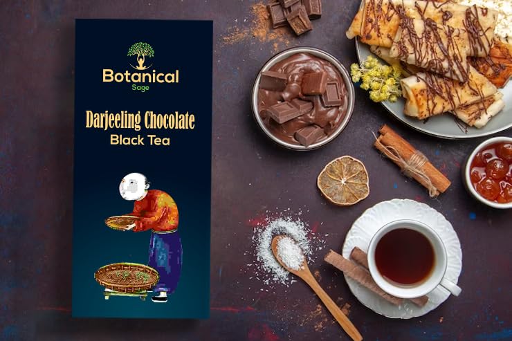 Botanical Sage- Darjeeling chocolate Black Tea 30 Pyramid Teabags | Darjeeling Black Tea With cocoa | Selelcted | Luxury Tea - Image 3