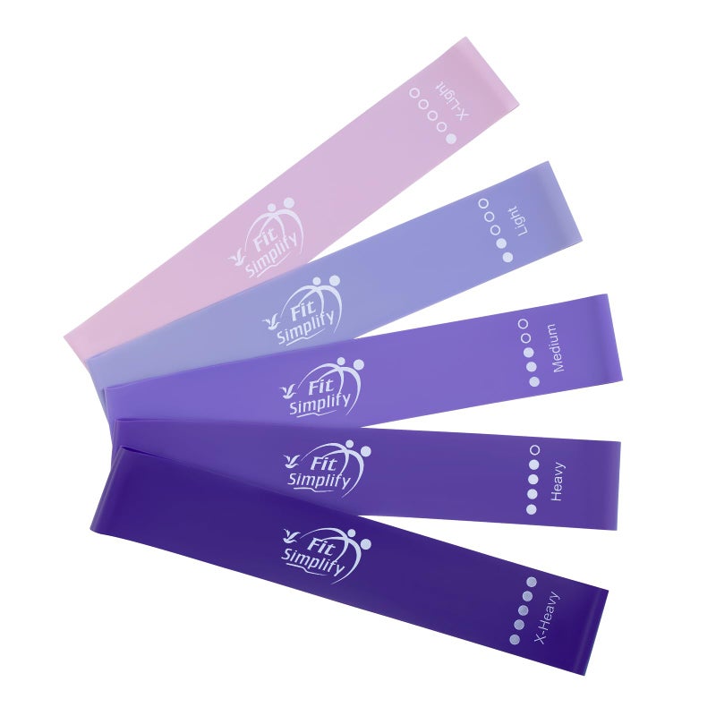 Fit Simplify Resistance Loop Exercise Bands with Instruction Guide and Carry Bag, Set of 5 - Image 3