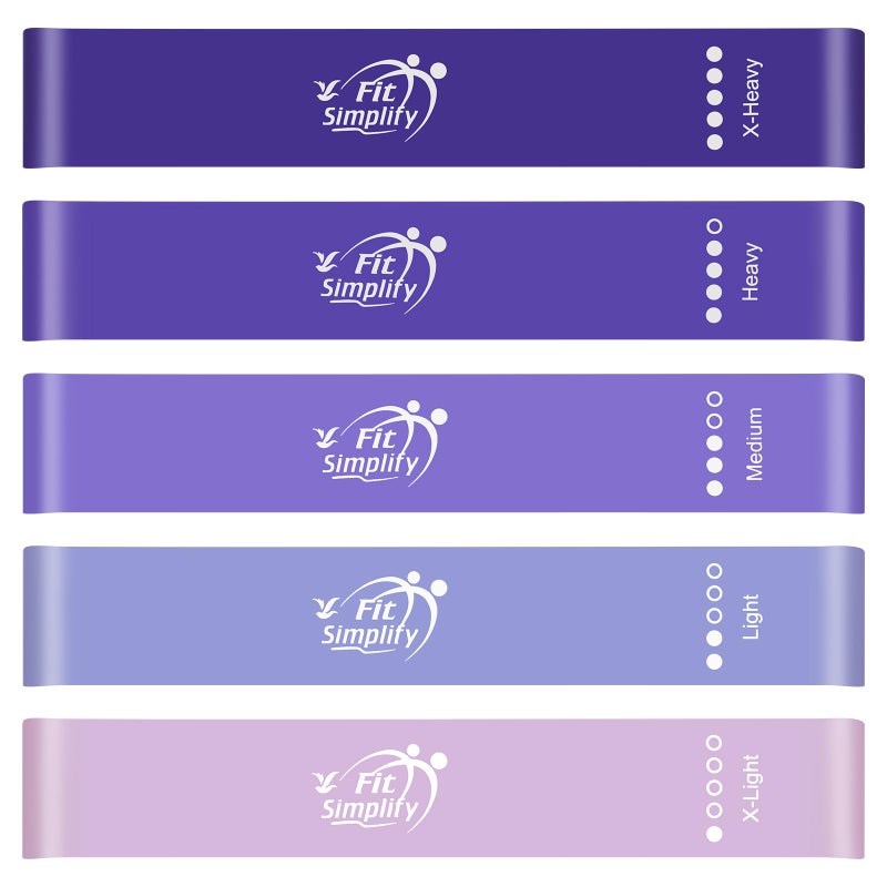 Fit Simplify Resistance Loop Exercise Bands with Instruction Guide and Carry Bag, Set of 5 - Image 2