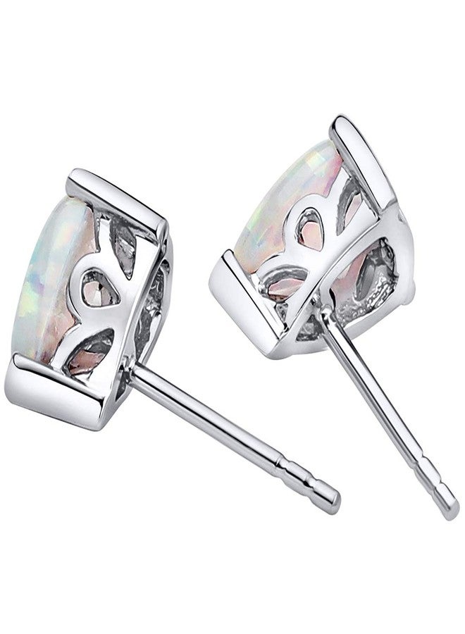 بيورا أقراط مرصعة بحجر أوبال أبيض صناعي من بيورا، مصنوعة من الفضة الإسترليني، على شكل دمعة كمثرى، 8 × 5 مم، 1.50 قيراط إجمالي، تصميم مزخرف، مشابك خلفية، أقراط حجر بخت شهر أكتوبر. - Image 3