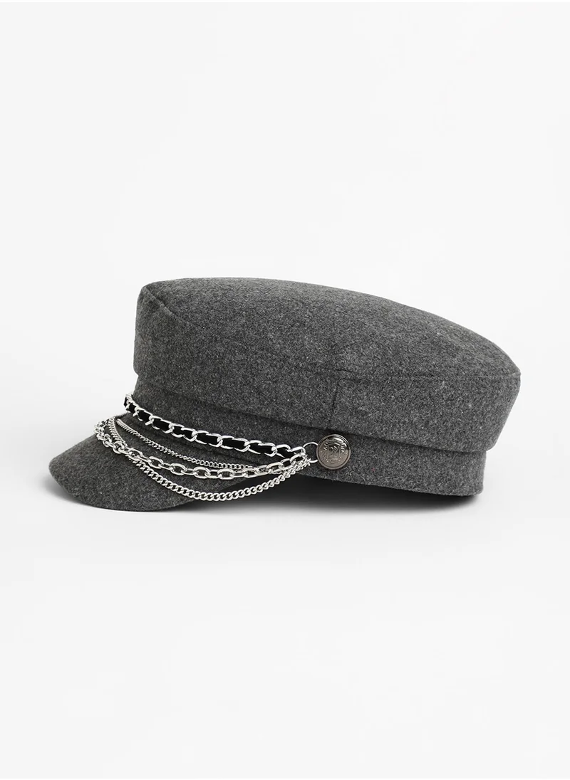 Haute Sauce Chain-Lined Bakerboy Cap - Charcoal Grey