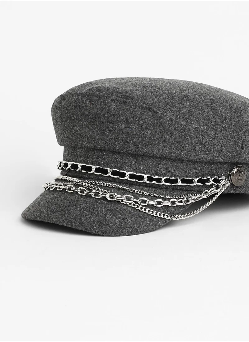 Haute Sauce Chain-Lined Bakerboy Cap - Charcoal Grey
