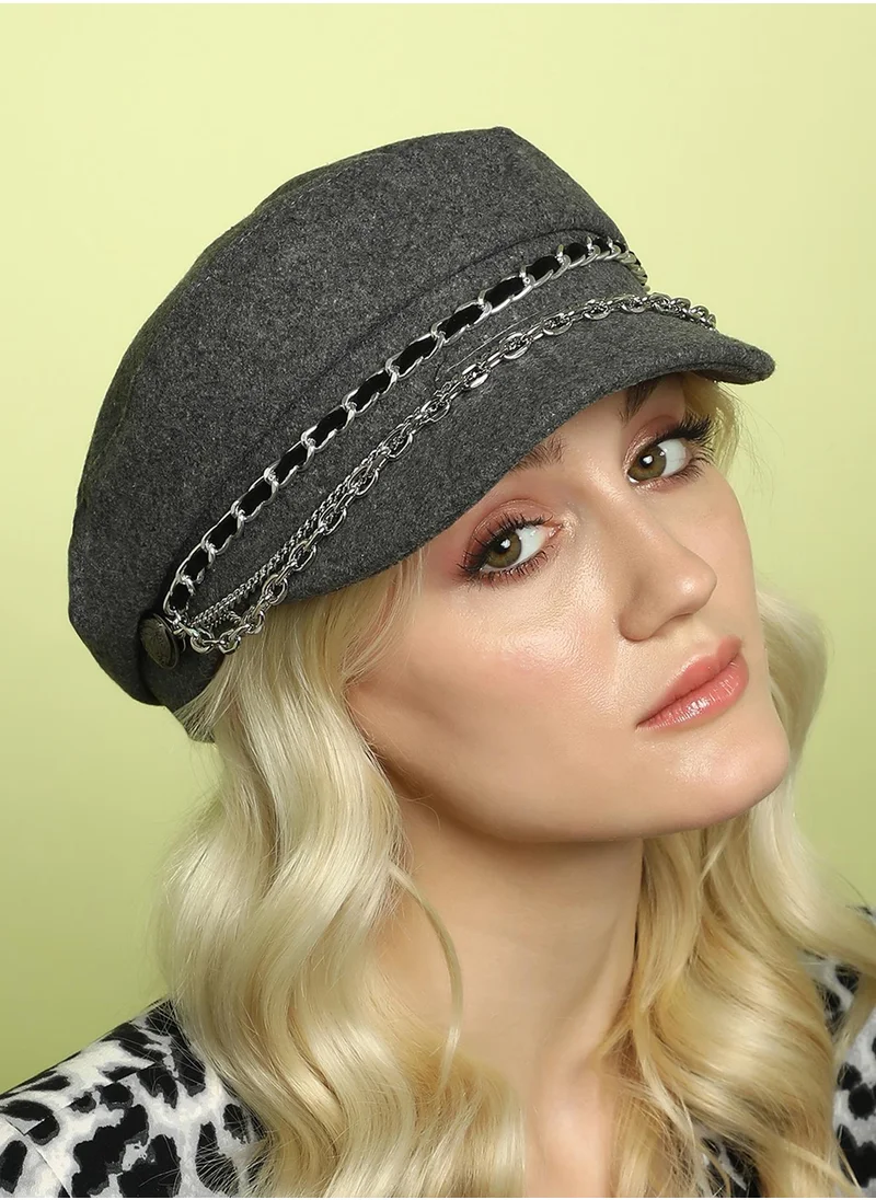 Haute Sauce Chain-Lined Bakerboy Cap - Charcoal Grey