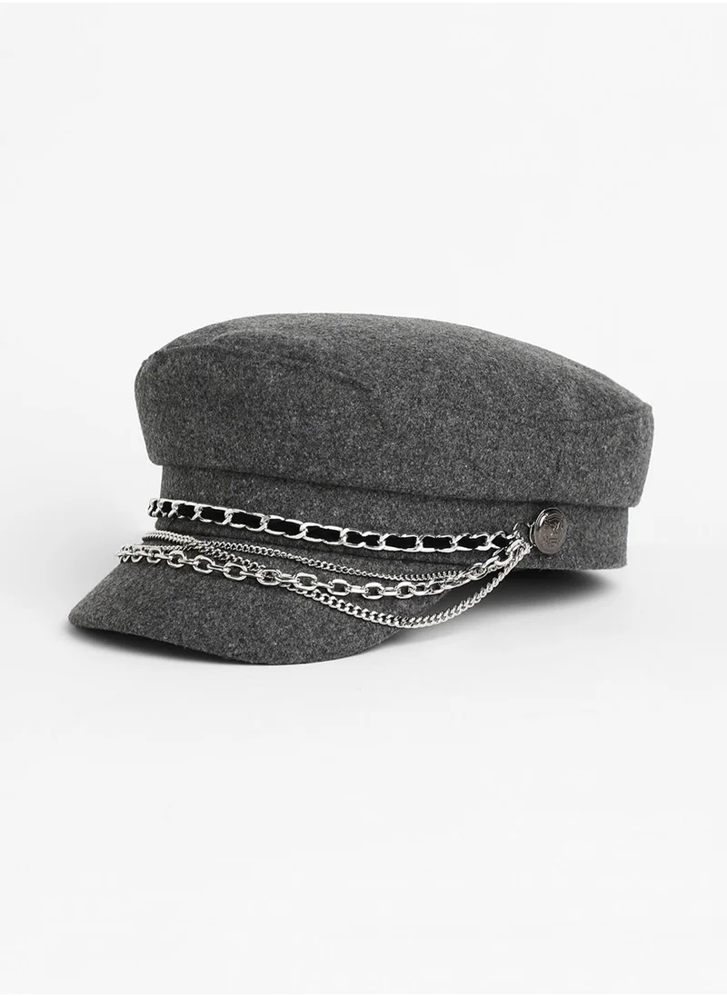 Haute Sauce Chain-Lined Bakerboy Cap - Charcoal Grey