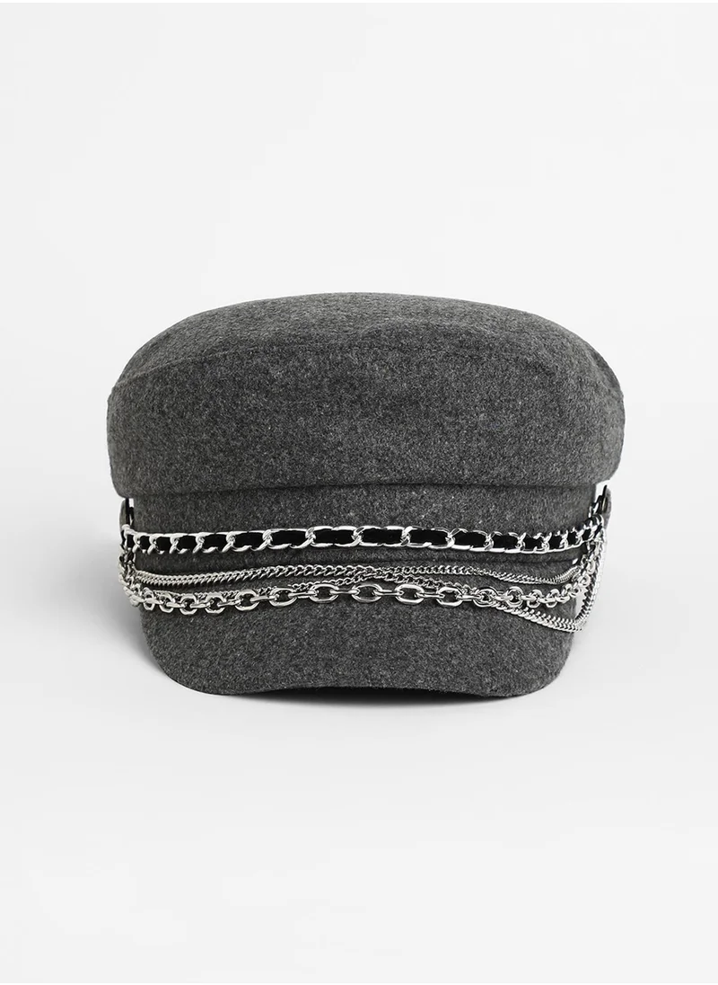 Haute Sauce Chain-Lined Bakerboy Cap - Charcoal Grey