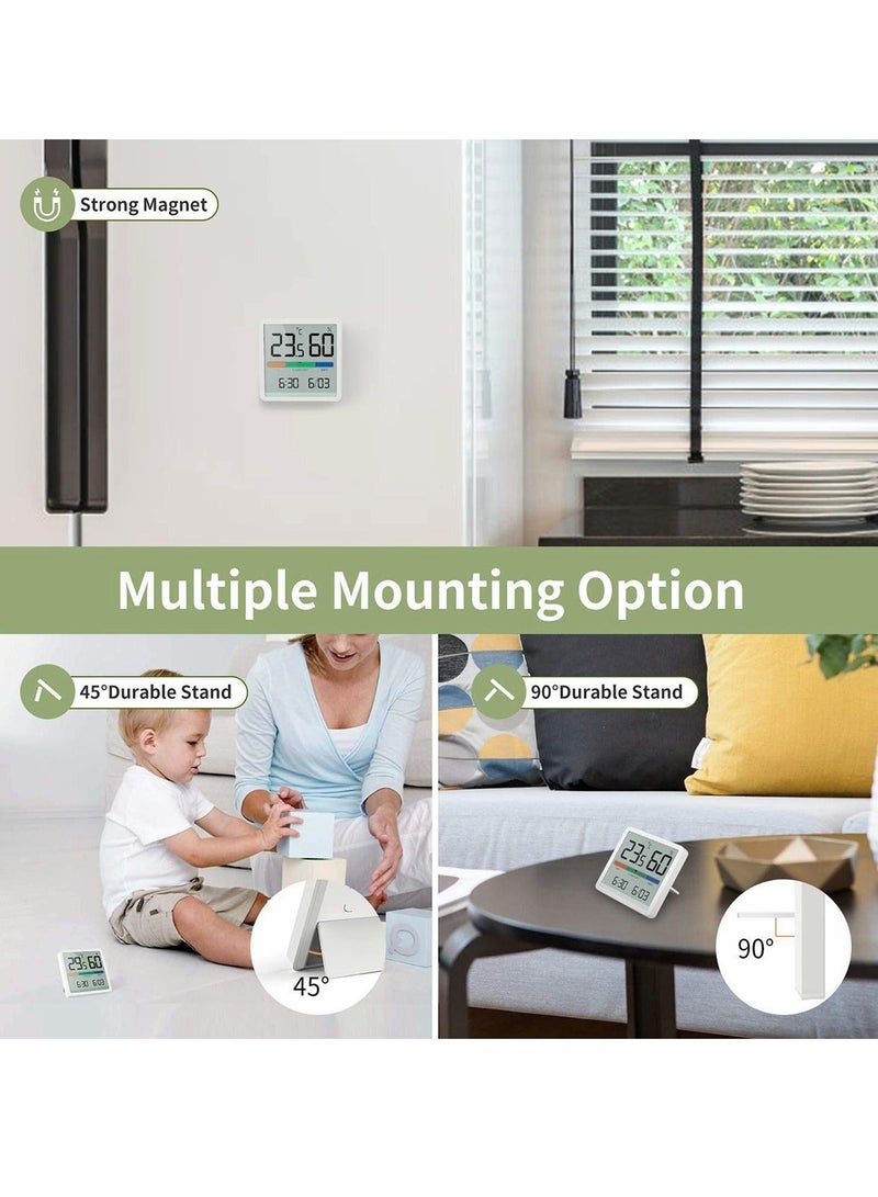 Digital Hygrometer Indoor Thermometer, Room Humidity Gauge, Accurate Desktop with Temperature, Humidity, and Clock - Image 5