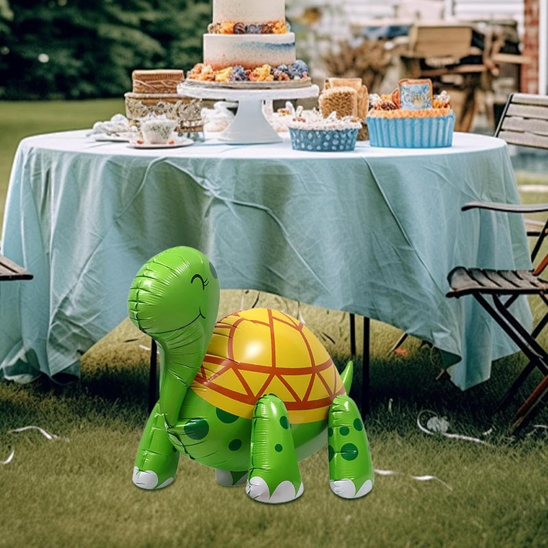 4D Walking Turtle Foil – Colorful Smiling Sea Turtle, Sturdy Lightweight Construction, Cute Decorative Design | Animal Zoo Theme Decoration for Birthday Party Shower Fun Celebration Kids Event - Image 2