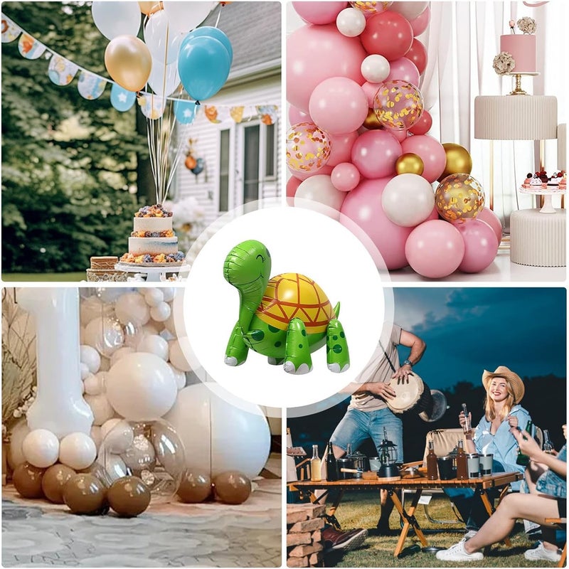 4D Walking Turtle Foil – Colorful Smiling Sea Turtle, Sturdy Lightweight Construction, Cute Decorative Design | Animal Zoo Theme Decoration for Birthday Party Shower Fun Celebration Kids Event - Image 3