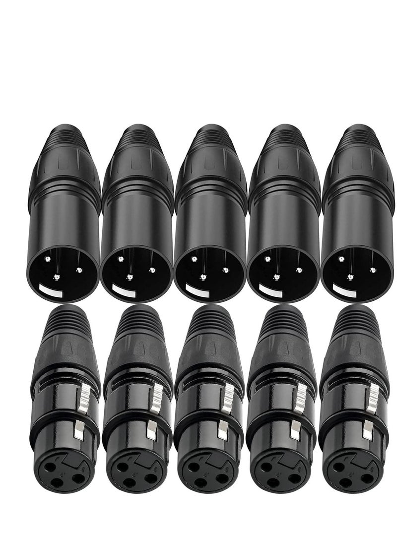 KASTWAVE 10 PCS XLR Connector, 5 Male and 5 Female XLR Mic Microphone Connector, 3 Pins Ultra-Low Noise Microphone and High Conductivity Audio Socket  - Image 1