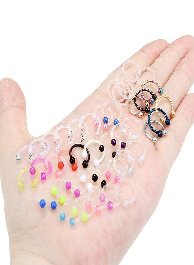 Cisyozi 16G Clear Plastic Septum Rings Jewelry Flexible Silicone Horseshoes Septum Nose Eyebrow Smiley Lip Ring Hoop Cartilage Helix Rook Daith EarringS Piercing Jewelry Retianer Women Men Work Sport - Image 3