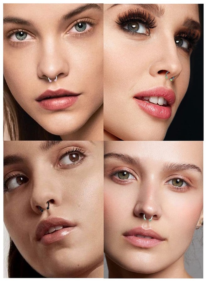 Cisyozi 16G Clear Plastic Septum Rings Jewelry Flexible Silicone Horseshoes Septum Nose Eyebrow Smiley Lip Ring Hoop Cartilage Helix Rook Daith EarringS Piercing Jewelry Retianer Women Men Work Sport - Image 4
