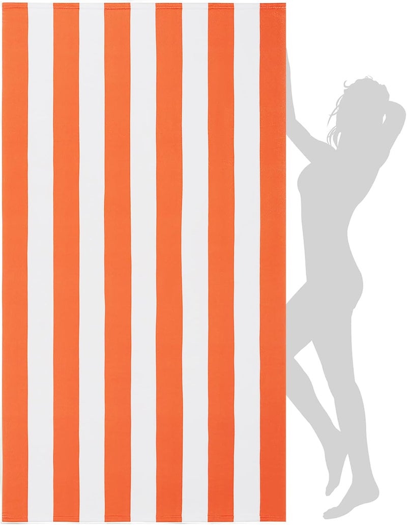 WILFA Extra Large Beach Towel - Oversized Mircofiber 40 x 70 inches, XL Striped Lightweight Pool Towel, Big Cabana Swim Travel Towel for Adults Mens Women,Coral - Image 1