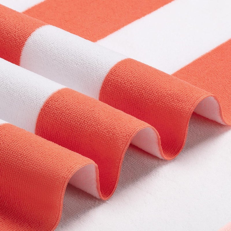 WILFA Extra Large Beach Towel - Oversized Mircofiber 40 x 70 inches, XL Striped Lightweight Pool Towel, Big Cabana Swim Travel Towel for Adults Mens Women,Coral - Image 3
