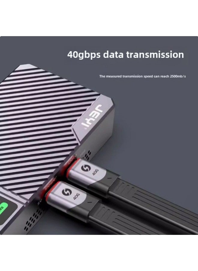 Typec Data Line Double-headed Thunder 3 Full-function USB4 Short-line Applicable IPhone15 Charging Line Storage Hook-Color:suit | F150 Short Line Storage Hanging Buckle - Image 4