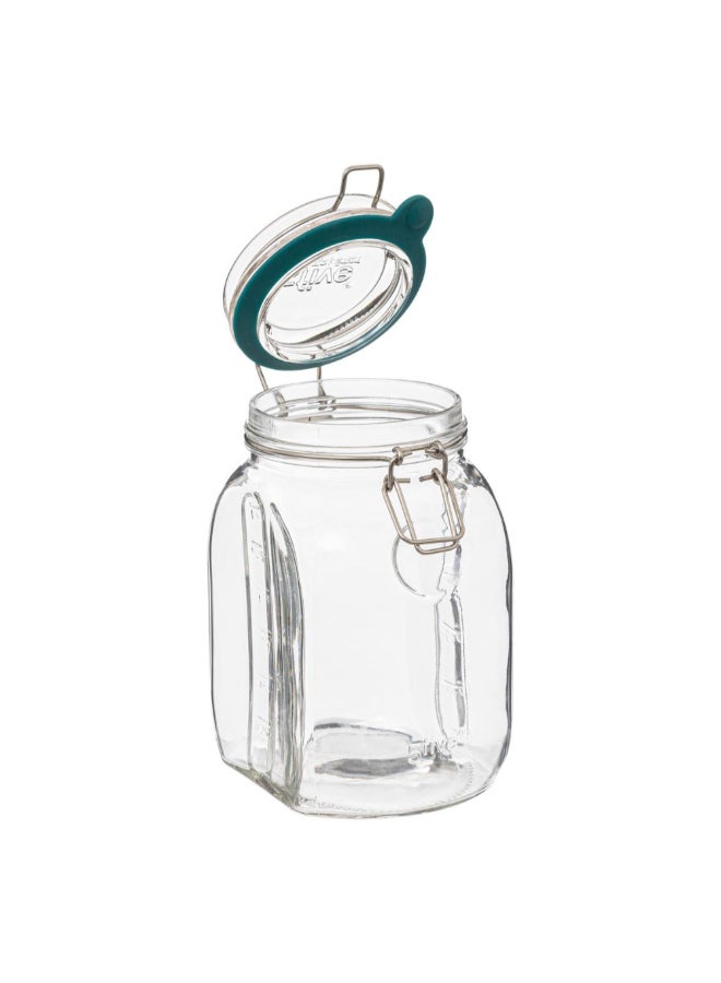 Five Simply Smart Jarro Glass Jar with Clip Closure Clear and Green 1.5 L 189556 - Image 2