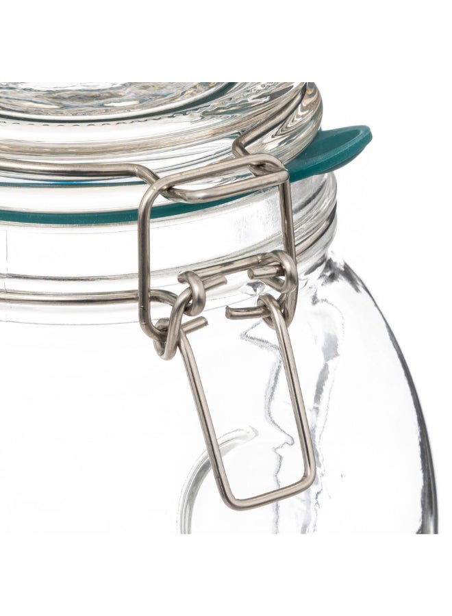Five Simply Smart Jarro Glass Jar with Clip Closure Clear and Green 1.5 L 189556 - Image 3