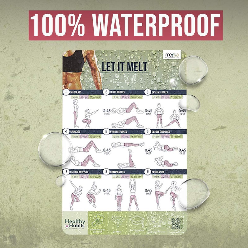 merka Workout Charts for Women - 11.8 x 17.7 in Multicolor Waterproof Laminated - Exercise Posters for Home Workouts - Pilates Wall Guide & Exercise Tracker - Image 3