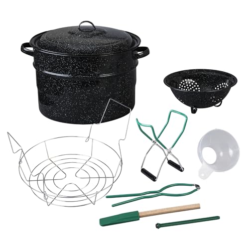 Granite Ware 9 Piece Enamelware Water bath Canning Pot with Canning kit, Colander and Rack. Canning Supplies Starter Kit. - Image 1
