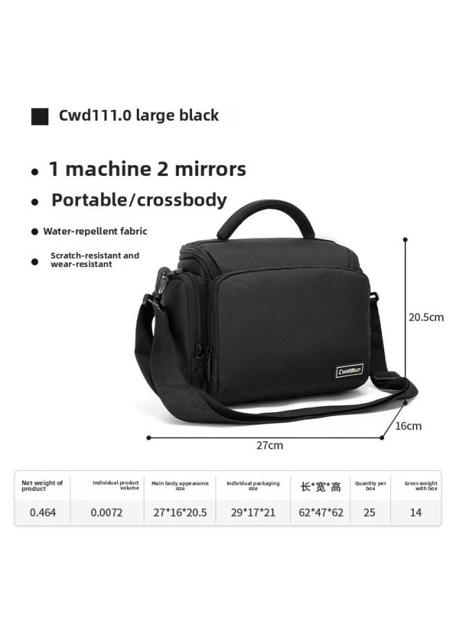 Generic Cwatcun Hong Kong SLR Camera Bag Shoulder Digital Camera Bag Outdoor Nylon Fashion Photography Backpack-Color:Cw+d11+1.0 Large Black (1 Machine, 2 Mirrors + 1 Pack, 2 Uses + Thickened Partitions + Lifetime Warranty)  - Image 1