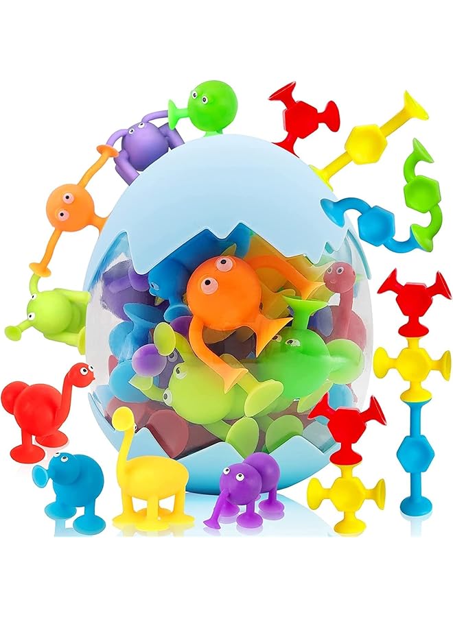 إيروريكس ألعاب شفط 27 قطعة من ألعاب الاستحمام بالشفط من السيليكون وألعاب السفر ولعبة النافذة للأطفال من سن 3 إلى 8 سنوات للأولاد - Image 1