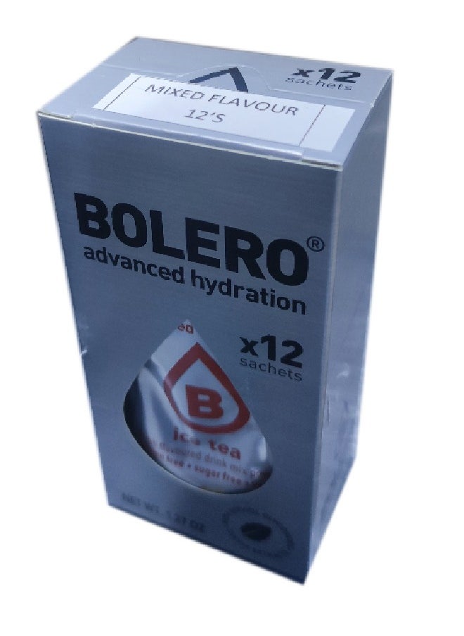 bolero - Advanced Hydration Drink Packets Classic Sachets Sugar Free Water Flavoring Packets Calorie Free Powder Drink 12 X 3 Gm Sachets Mix Flavour - Image 1