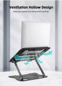APEX Laptop Tablet Stand, Universal Adjustable Carbon Steel Laptop Computer Stand, Ergonomic Foldable Portable Desktop Tray Cooling Holder Compatible with 10''-15.6'' Devices(Silver)  - Image 5