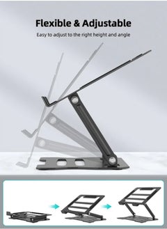 APEX Laptop Tablet Stand, Universal Adjustable Carbon Steel Laptop Computer Stand, Ergonomic Foldable Portable Desktop Tray Cooling Holder Compatible with 10''-15.6'' Devices(Silver)  - Image 4
