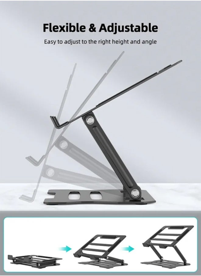 APEX Laptop Tablet Stand, Universal Adjustable Carbon Steel Laptop Computer Stand, Ergonomic Foldable Portable Desktop Tray Cooling Holder Compatible with 10''-15.6'' Devices  - Image 4