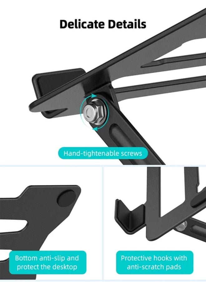 Laptop Tablet Stand, Universal Adjustable Carbon Steel Laptop Computer Stand, Ergonomic Foldable Portable Desktop Tray Cooling Holder Compatible with 10''-15.6'' Devices