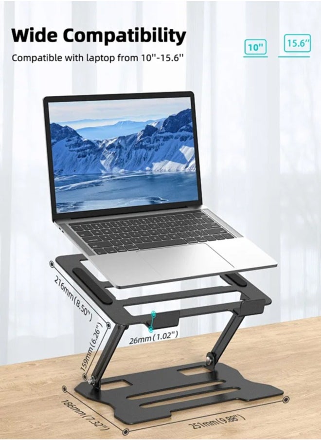 APEX Laptop Tablet Stand, Universal Adjustable Carbon Steel Laptop Computer Stand, Ergonomic Foldable Portable Desktop Tray Cooling Holder Compatible with 10''-15.6'' Devices  - Image 3